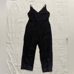 Banana Republic Black Velvet Disco Jumpsuit with Pockets